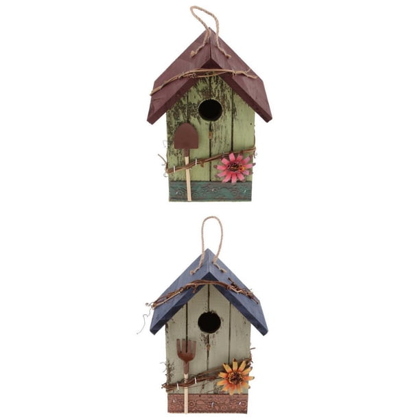 Casas de aves decorativas al aire libre, casas de aves Casa de madera de madera Casa de aves, Casa de aves Jardín Caja de nido de aves Nido colgante, Ornamento colgante de jardín, Casa de
