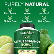 Nutrivein Organic Citrus Bergamot Supplement - Heart Health, Immune Support - 120 Capsules