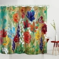 thumbnail image 3 of Bathroom is Decorated with 3D Colorful Flower Oil Painting Shower Curtain, 12 Shower Curtain Hooks Accessories Bathtub Curtains, and 72x72 Inch Waterproof Shower Curtains, 3 of 6