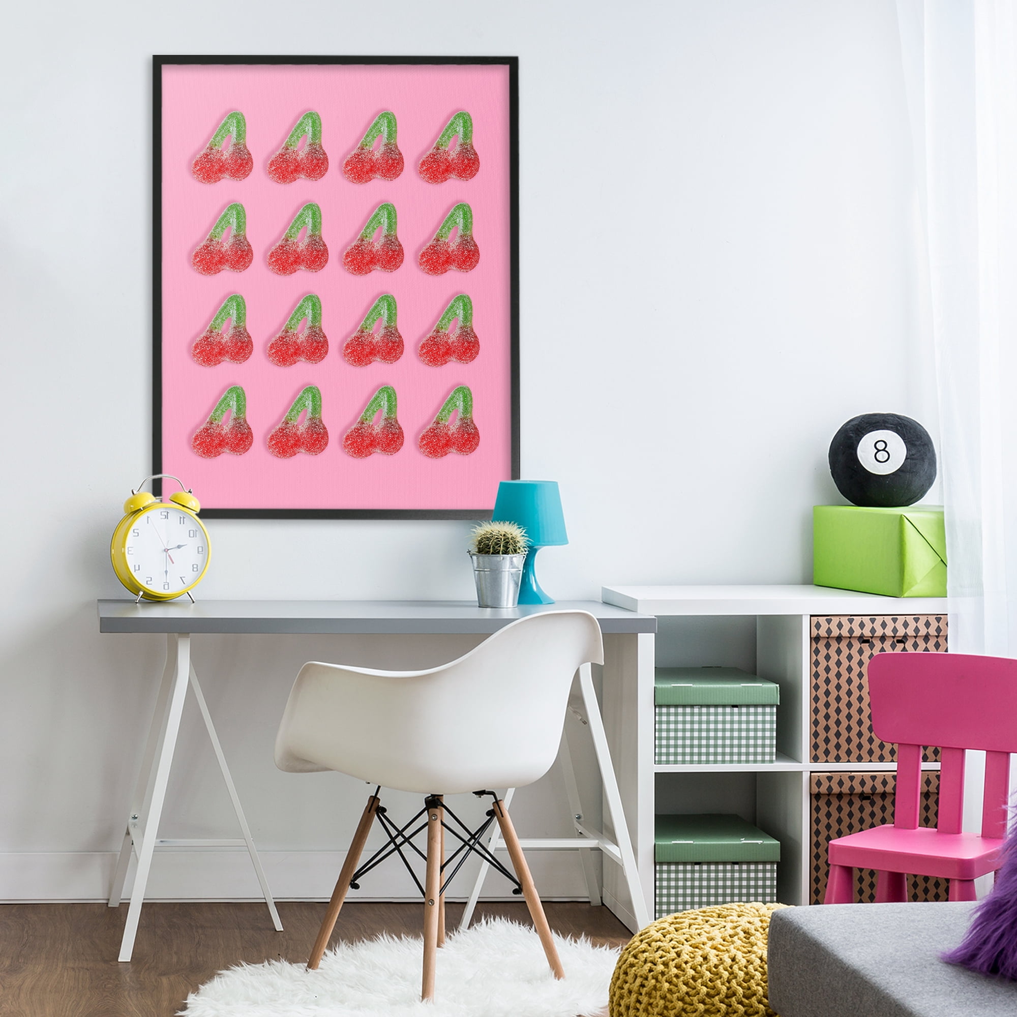 Stupell Industries Cherry Candy Pattern Black Framed Giclee Art, design by LISH Creative
