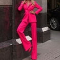 thumbnail image 4 of Riforla Women 2 Piece Outfits Suits Set Long Sleeve Button High Waisted Pants for Business Work Two Piece Sets for Women Hot Pink XL, 4 of 5