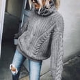 thumbnail image 2 of LOVZFMLL Women's Sweaters Acrylic Turtleneck Cable Knit Pullover Solid Color Casual Basic Everyday Soft Loose Tops Warm Fall Winter Clothes, 2 of 5