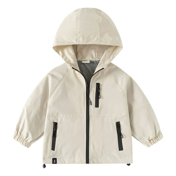 KAUOD Baby Boys Waterproof Jackets Zip up Hooded Rain Jackets with Pockets Toddler Lightweight Raincoat Windproof Outwear
