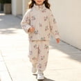 thumbnail image 3 of Cethrio Girls Winter Pajama Sets, 2 Piece Casual Thermal Long Sleeve Girls' Sleepwear Khaki Size 7-8 T, 3 of 5
