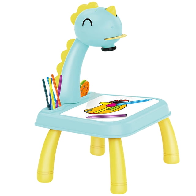Escritorio de proyector de estilo de dinosaurio inteligente para niños con juguete de máquina de pintura de aprendizaje de luz y música Wmkox8yii shdjk211