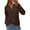 Brown, variant on Women's Fall Quarter Zip Pullover Sweaters Dressy Casual Long Sleeve V Neck Collared Knit Jumper Tops