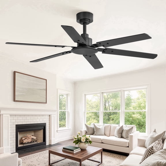 Lokivas 48in Modern Ceiling Fan with No Light, 6-Blade Reversible, Quiet 6-Speed Remote Control, DC Motor for Indoor and Outdoor Use