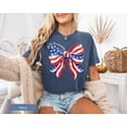 thumbnail image 4 of VibeNest Studio Unisex 250th Anniversary American Flag Bow Coquette Patriotic 4th of July Garment Dyed Graphic T-Shirt, 4 of 9