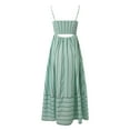 thumbnail image 6 of Women Striped Sleeveless Maxi Dress Swing Cutout Midi Dress Backless Smocked Spaghetti Strap Boho Flowy Long, 6 of 6