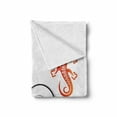 thumbnail image 2 of Tribal Soft Flannel Fleece Throw Blanket, Small Baby Lizard Flowers and Leaves with Oriental Lines Print, Cozy Plush for Indoor and Outdoor Use, 50" x 60", Orange White Black, by Ambesonne, 2 of 6