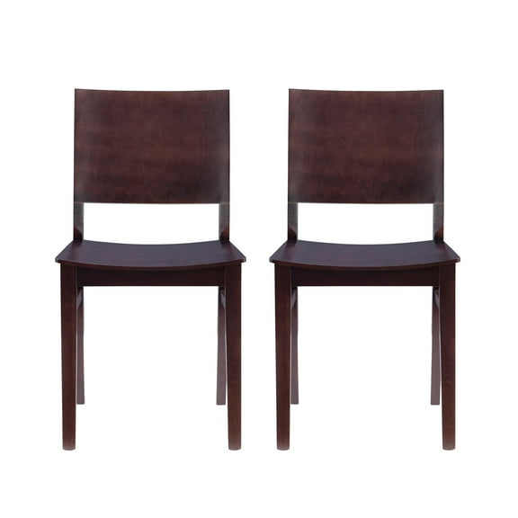 Linon Burke Solid Beechwood Commercial Grade Set of Two Side Chairs in Espresso