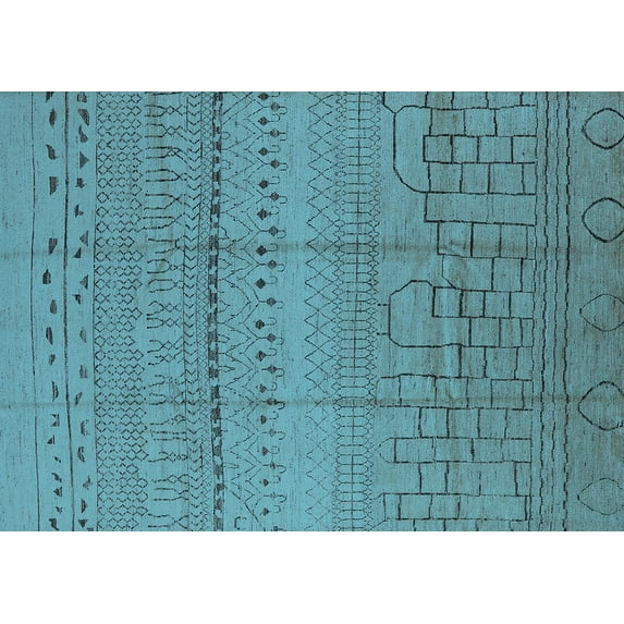 Ahgly Company Indoor Rectangle Solid Light Blue Modern Area Rugs, 5' x 7'