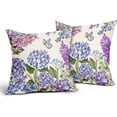 thumbnail image 2 of Spring Summer Floral Pillow Covers 16X16 Inch Purple Blue Flowers Bloom Butterfly Decorative Pillow Cases Colorful Throw Pillows Set of 2 Seasonal Farmhouse Home Decor for Sofa Couch Outdoor, 2 of 7