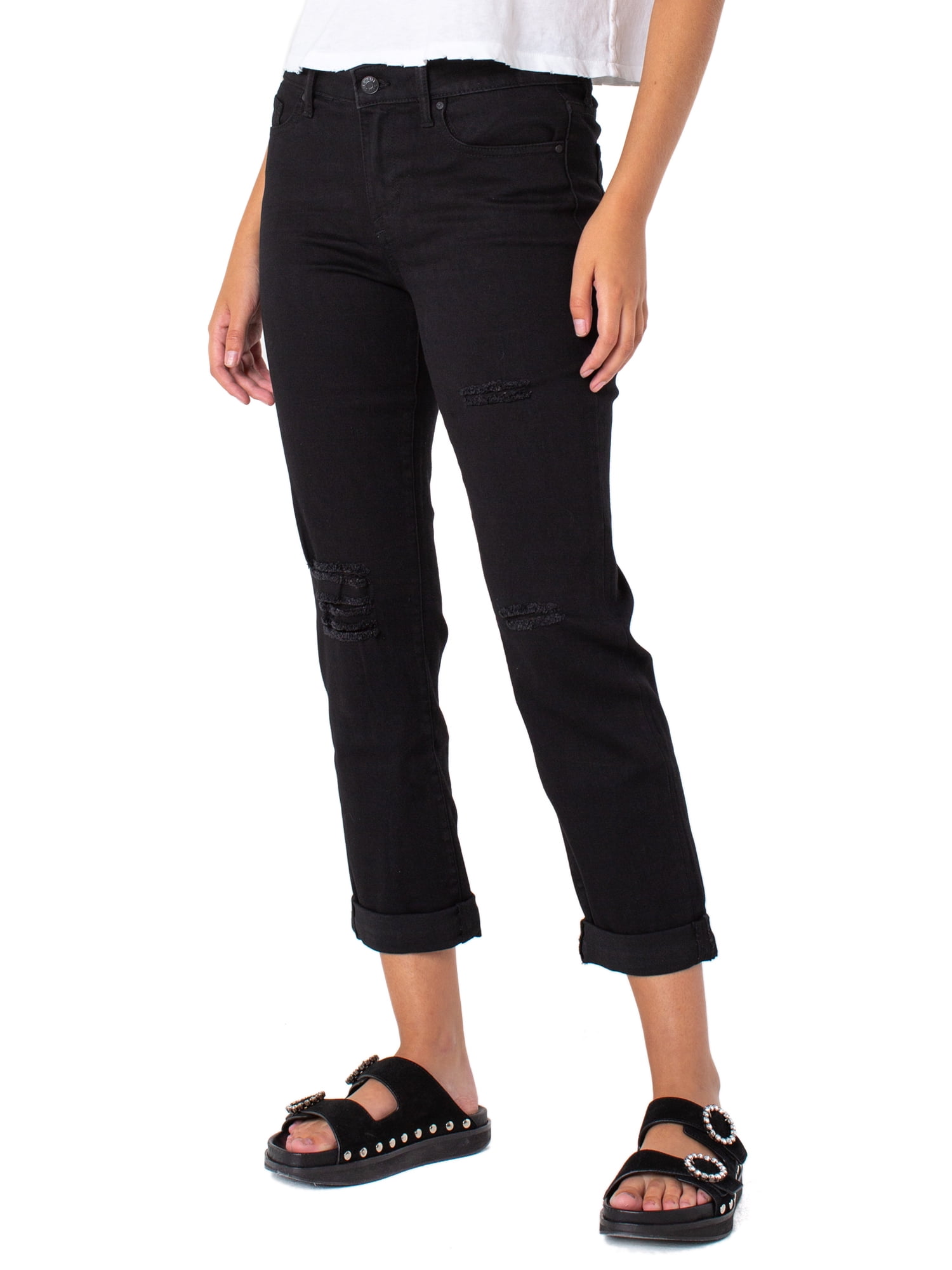 Celebrity Pink Junior Women's Mid Rise Girlfriend Jean 29/26'with Double Roll Cuff
