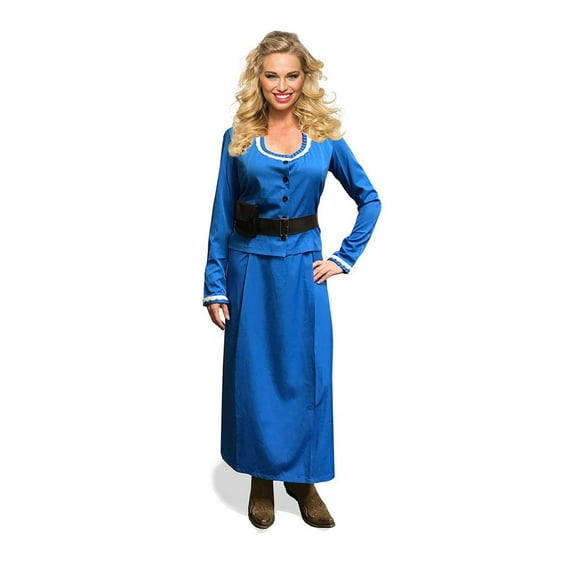 Seeing Red West World Inspired Women's Western Vintage Edwardian Steampunk Costume Dress | Blue Female