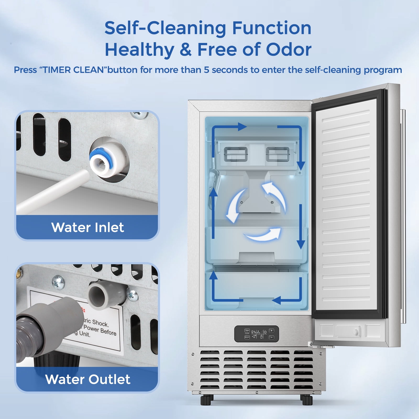 KNDKO Commercial Ice Maker Machine, Stainless Steel ice Machine, Nugget Ice, Automatic Cleaning, Appointment Timing Function, 80lbs/24h