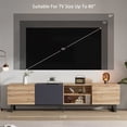 thumbnail image 2 of Modern TV Stand for 80'' TV with Double Storage Space, Media Entertainment Center with Drop Down Door, TV Console Table for Living Room Bedroom Home Theatre, Wood+Dark Grey, 2 of 7