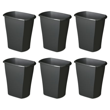 - Sterilite, 3 Gal./11.4 L Rectangular Wastebasket, Black, Case of 6