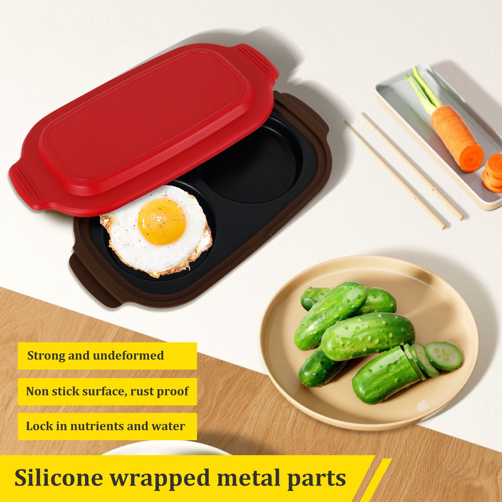 Qenwkxz Microwave Egg Fryer 2 Cavity Silicone Microwavable Egg Poacher and Fryer for Breakfast Sandwiches Dishwasher Safe