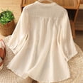 thumbnail image 5 of SBYOJLPB 3/4 Sleeved Top Women's Round-Neck 3/4 Sleeved Collared Solid Color Button-down Shirt, 5 of 7
