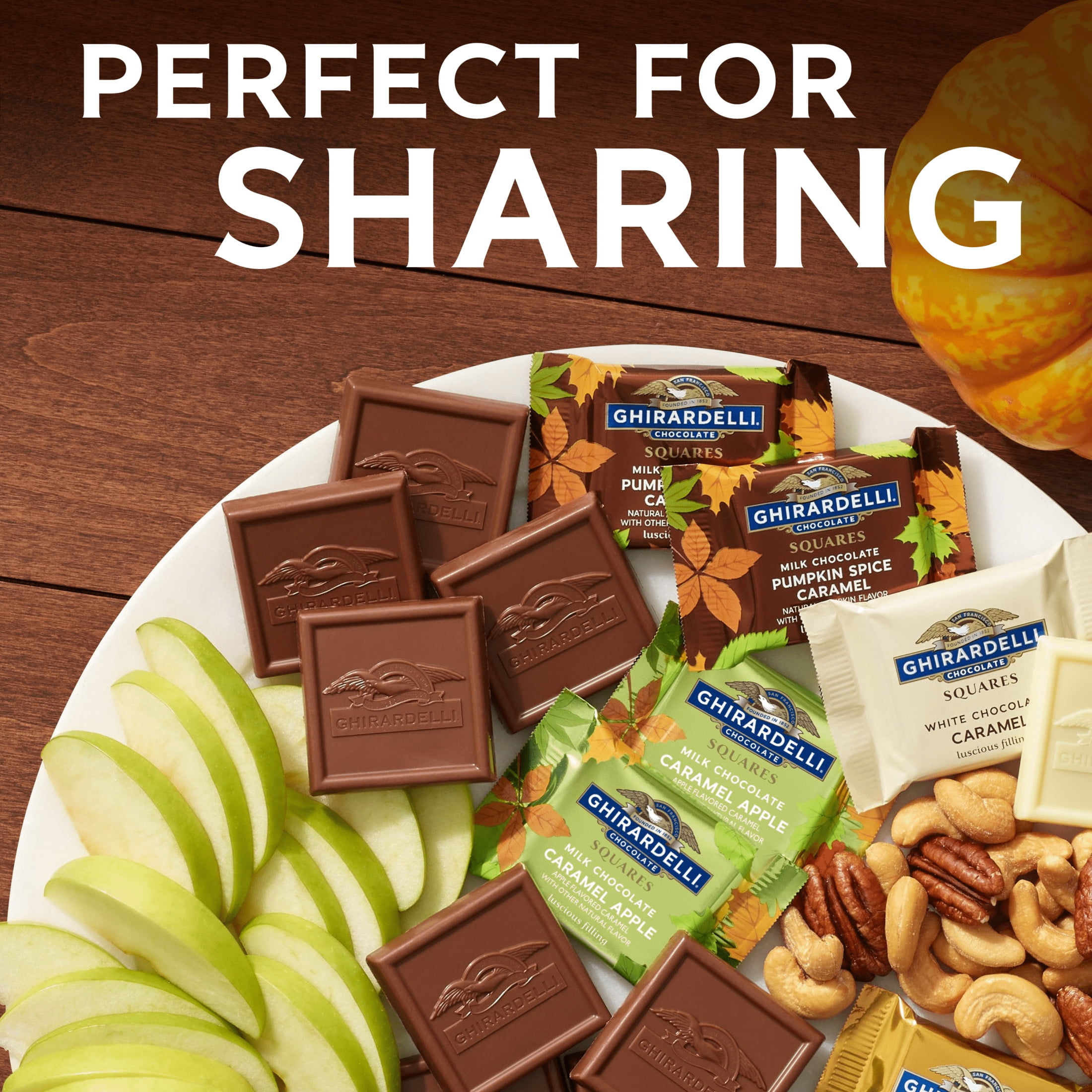 GHIRARDELLI Milk Chocolate Pumpkin Spice Caramel SQUARES, 5.3 oz Bag