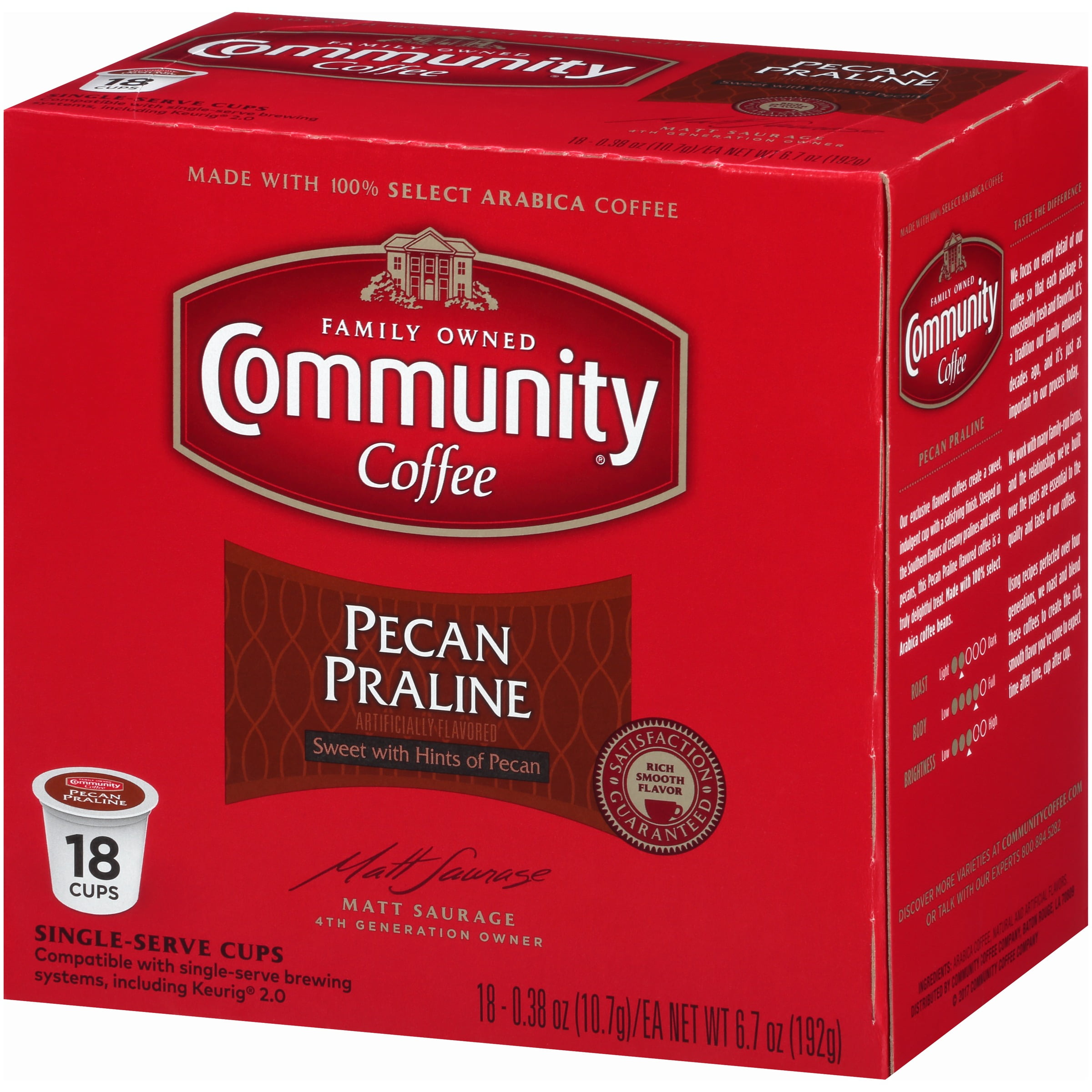 Community® Coffee Pecan Praline Coffee SingleServe Cups 18 ct Box