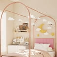 thumbnail image 5 of Towallmark Twin Canopy Bed Frame with Upholstered Headboard, Canopy Bed Frame with Under-Bed Storage & Strong Slats Support, Noise Free Metal, Twin Bed Frame, Pink, 5 of 9