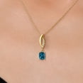 thumbnail image 3 of Gem Stone King 14K Yellow Gold London Blue Topaz and Lab Grown Diamond Pendant Necklace for Women | 1.03 Cttw | Gemstone November Birthstone | Cushion 7X5MM | With 18 inch Chain, 3 of 6