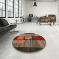 thumbnail image 3 of Ahgly Company Indoor Round Contemporary Saffron Red Abstract Area Rugs, 6' Round, 3 of 6