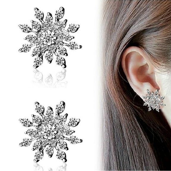 GHSOHS Sterling Silver Earrings Inlaid Diamond Snowflake Earrings Light Zircon Star Earrings Gold Plated Pendant Stud Earrings Jewelry Gift Dangly Earrings for Woman Fashion Earings
