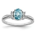 thumbnail image 6 of 925 Sterling Silver Rhodium Diamond and Light Blue Topaz Ring Size 7, 6 of 6