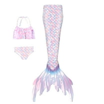 Fshinging Girls Swimsuit Shorts And Fish Tail Pool Beach Performance Ruffle Upf 50 3 Piece Princess Kids Bathing Suit Size 3-4 Years