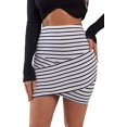 thumbnail image 1 of Women's Cross Wrap Striped High Waist Short Bodycon Skirt, 1 of 5