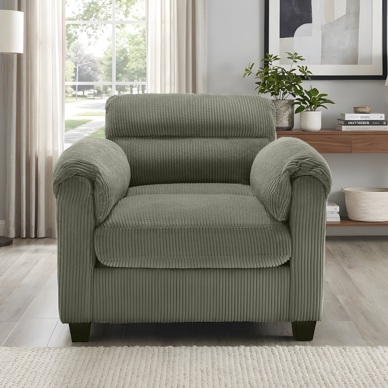 Bonzy Home Single Sofa - Compact Seating Solution Ideal for Small Spaces, Apartments, Offices, or Cozy Reading Nooks Green