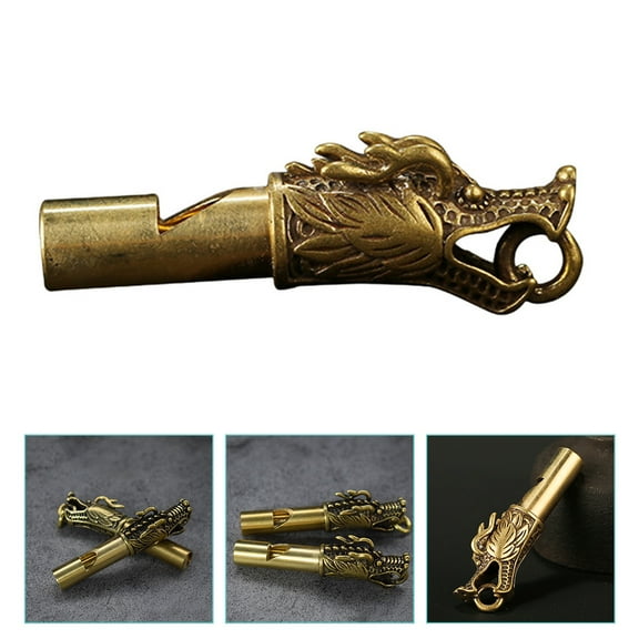 LULULION Rescue Whistle Brass Keychain Golden 1Pcs