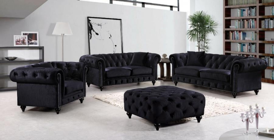 Meridian 662 Chesterfield iLivingi iRoomi Set 3pcs in iBlacki Meridian 662 Chesterfield iLivingi iRoomi Set 3pcs in iBlacki