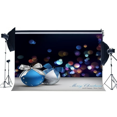 Image of ABPHOTO Polyester 7x5ft Photography Backdrop Christmas Balls Bokeh Halos Sparkle Sequins Xmas Backdrops Seamless Kids Children Adults Merry Christmas and Happy New Year Background Photo Studio Props