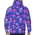 thumbnail image 7 of Pofeuu blue Skull purple flower1 Print Mens Casual Hooded Collar Drawstring Hoodies Pullover Sweatshirts Casual Long Sleeve Shirts-XX-Large, 7 of 7