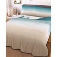 thumbnail image 3 of Quilts Twin-XL Size Bedding Set, Teal Beige Ombre Cream Lightweight Quilted Comforter, Modern Turquoise Abstract Art Aesthetics Soft Bedspread Coverlet with Pillow Covers for All Season, 68" x 98", 3 of 7