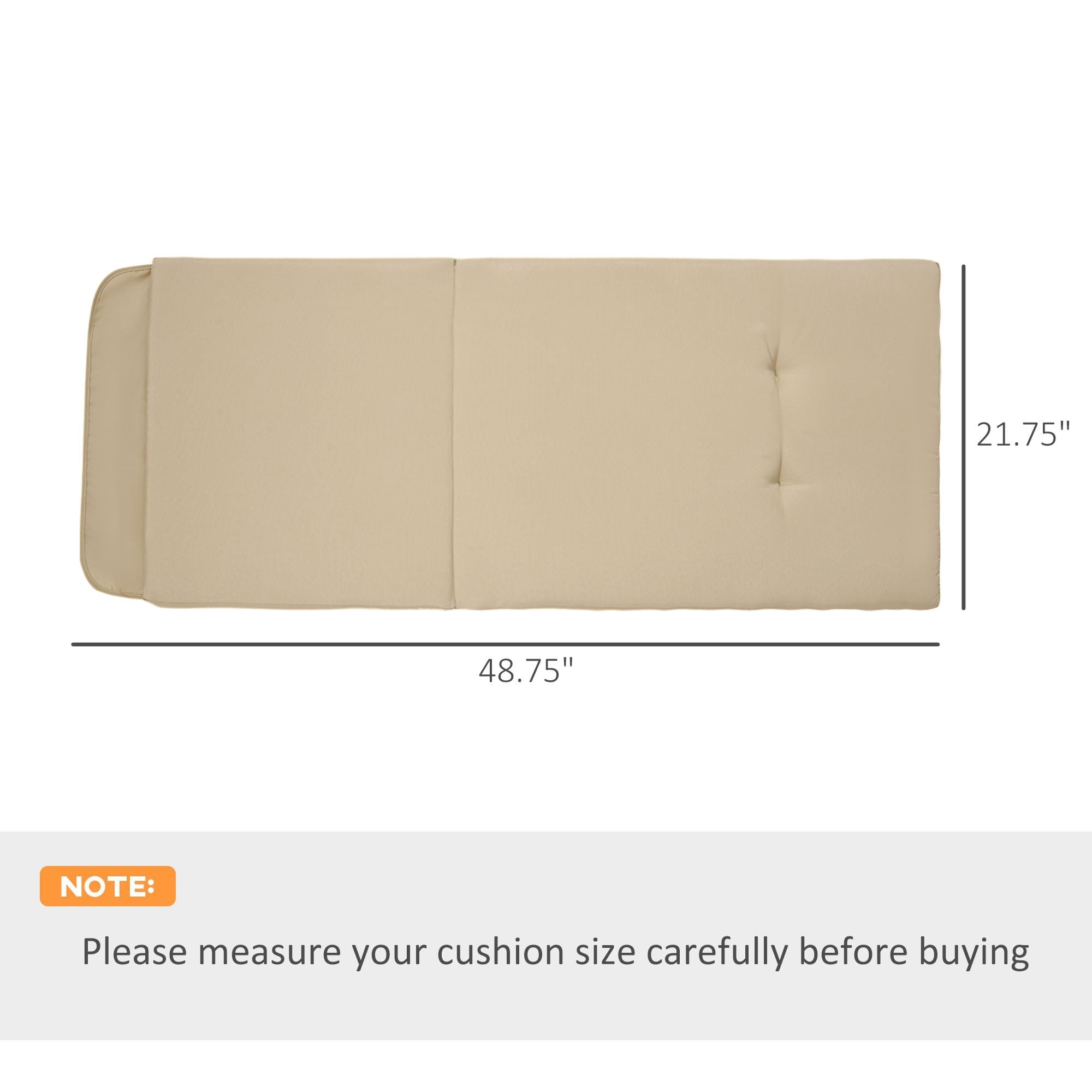Outsunny 2-Piece Beige Outdoor Porch Swing Cushion Set, Tufted Polyester Seat and Backrest Replacement Cushions with Foam, 48.75" L x 21.75" W for Patio Furniture and Gardens