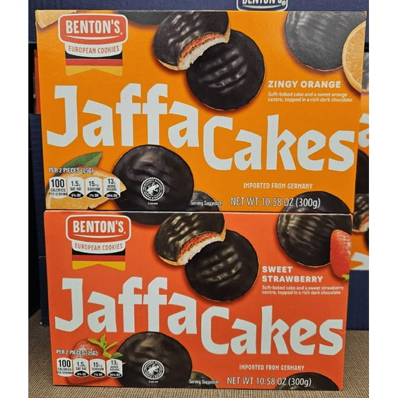 Benton’s Jaffa Cakes Zingy Orange & Sweet Strawberry 10.58oz 300g (2 Boxes)