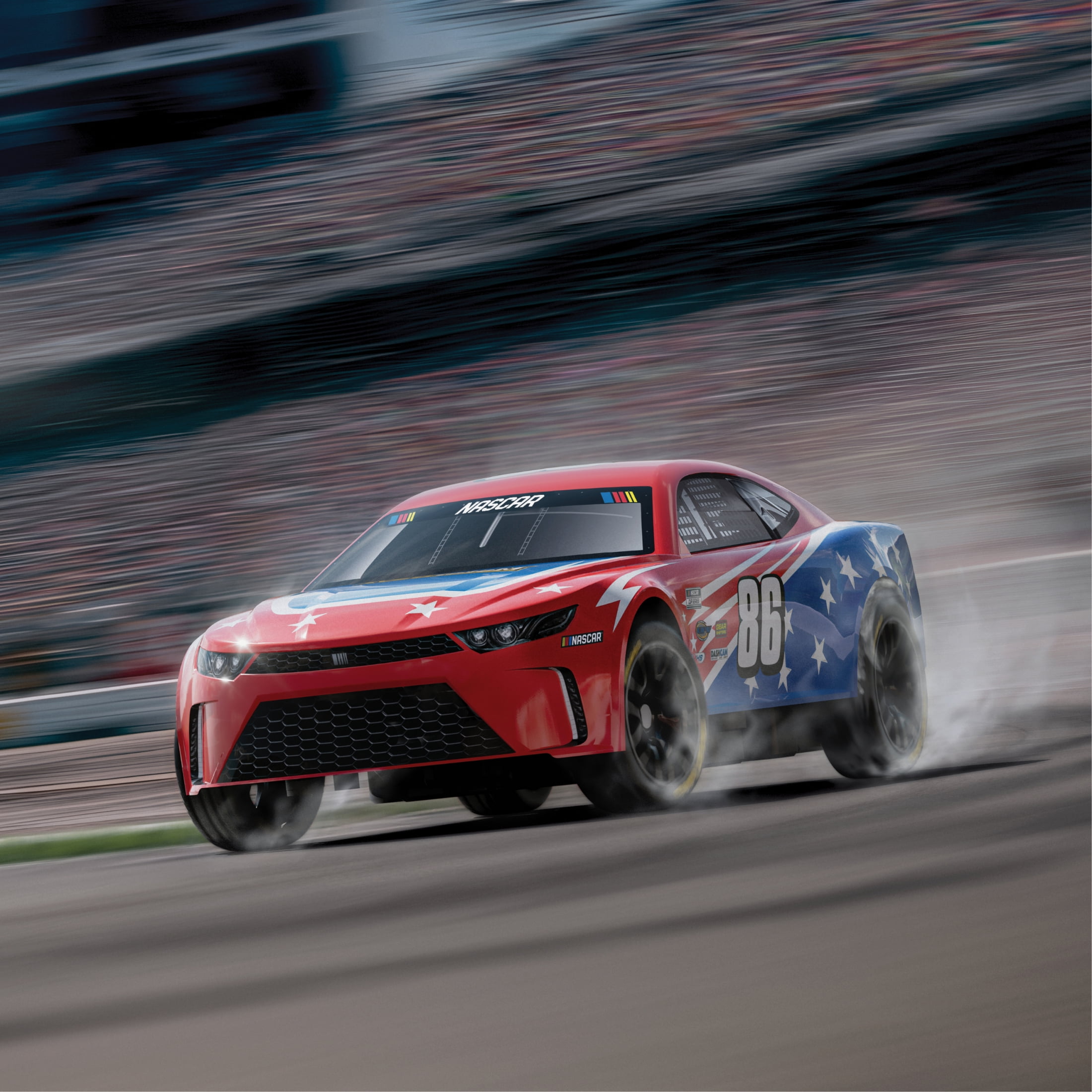 MotorDayz (1:32) Remote Control NASCAR Racer, Red/White/Blue, R8-32C22U-RD, Child
