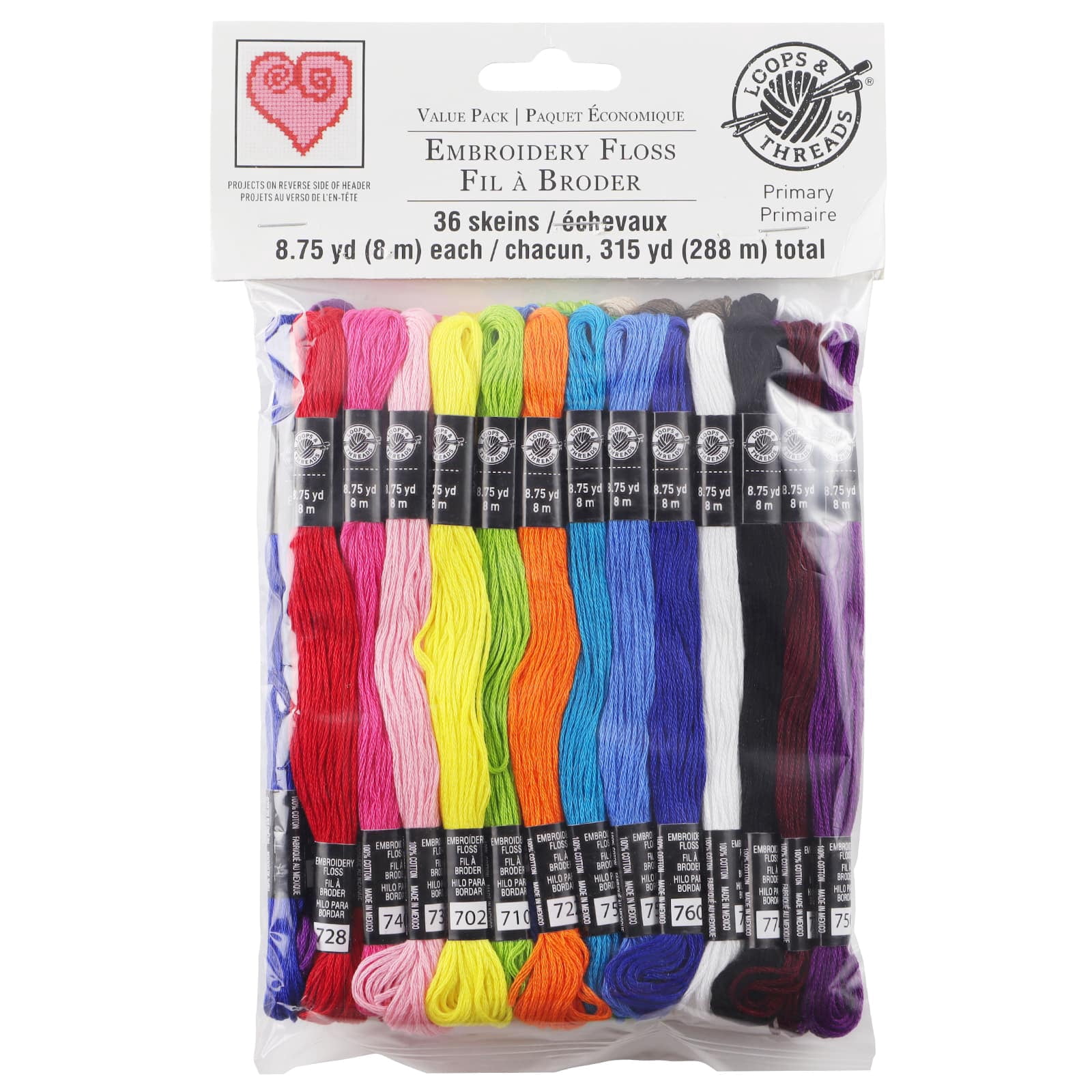 Loops & Threads Primary Embroidery Floss, 12 Packs: 36 ct. (432 total)