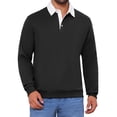 thumbnail image 1 of INSPIRAR CHIC Sudadera de Polo de Manga Larga con Cuello Contrastante para Hombre L Negro, 1 of 6