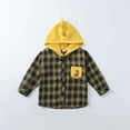 thumbnail image 3 of Avrntaa Boys Flannel Plaid Shirts - Long Sleeve Hooded Lightweight Jacket Button Down Shacket Yellow Jacket Size 3 Years, 3 of 8