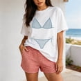 thumbnail image 2 of Ladies Tops and Blouses Wedding Bridesmaid Funny Round Neck Printed Rugby Shirt for Women,White,L, 2 of 6