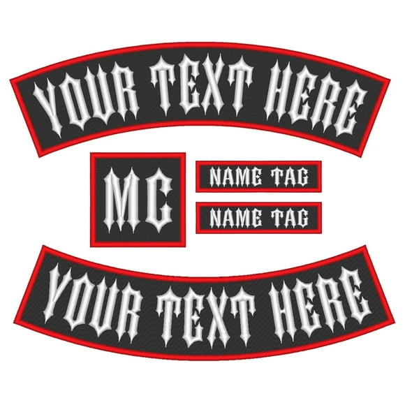 Custom Embroidered Patch Rocker Name Tag MC Motorcycle Biker Sew on Patch - 13 inch Set (B-1) - 5 pc