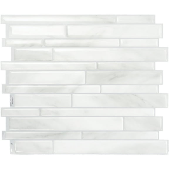 Smart Tiles Peel and Stick Backsplash, 5 Adhesive Tiles, Milano Grey/White, 11.55"x9.63"