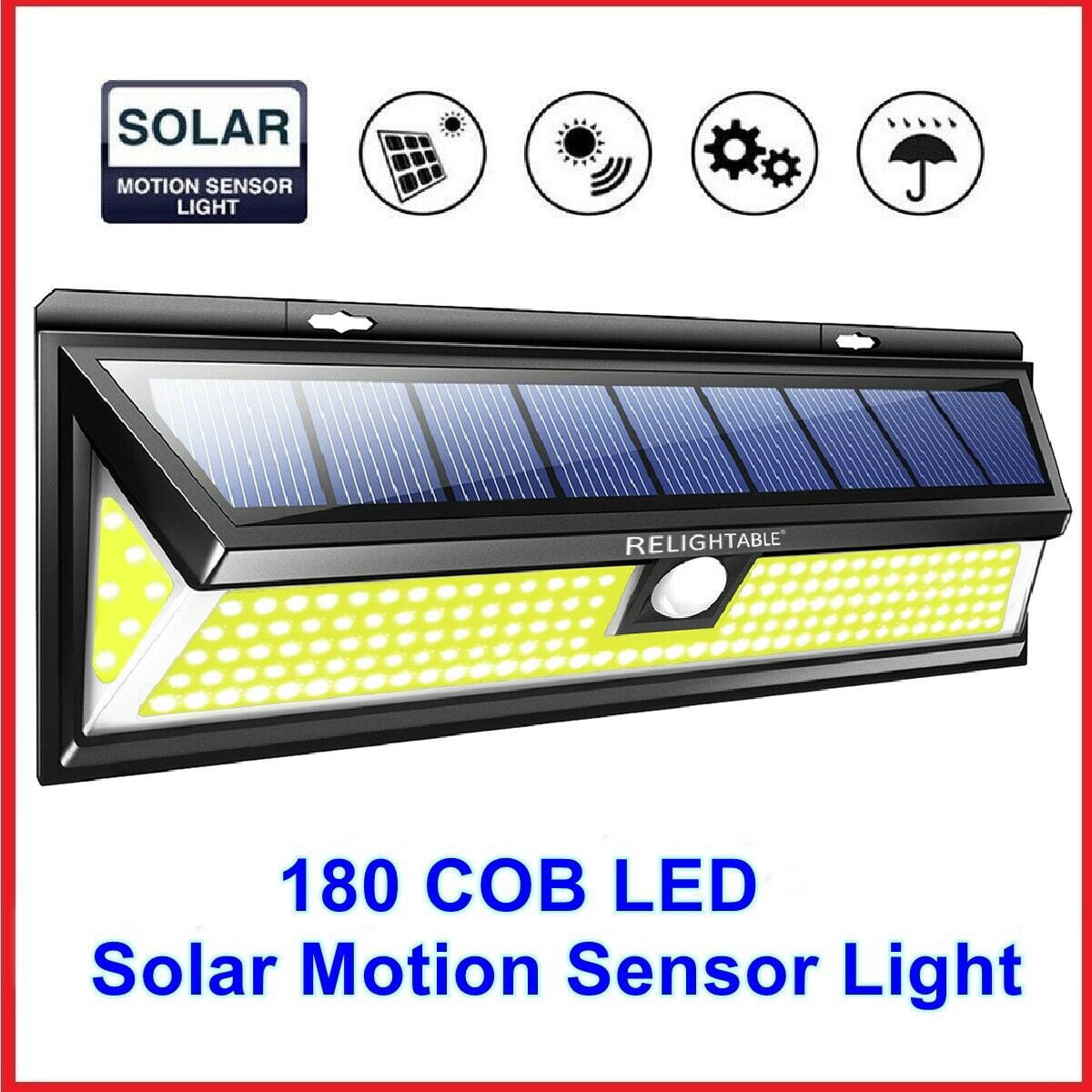 180COB LED 1200LM Remote control Solar Wall Lamp Outdoor Light Motion 