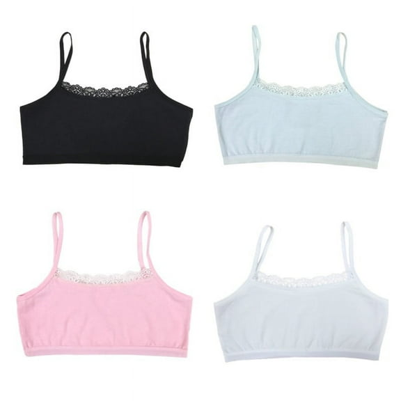 Teenage Girl Training Bra Underwear Cotton Comfy Breast Bra 8-12Y,Pack of 4